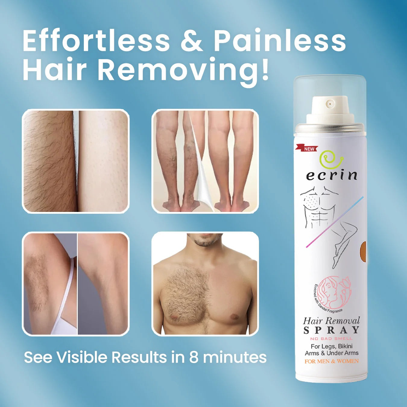 ECRIN COSMETICS  New Ecrin Hair Removal Foaming Spray - Advance Formula with Refreshing Fragrance (200ml) (FREE GIFT🎁 INCLUDED