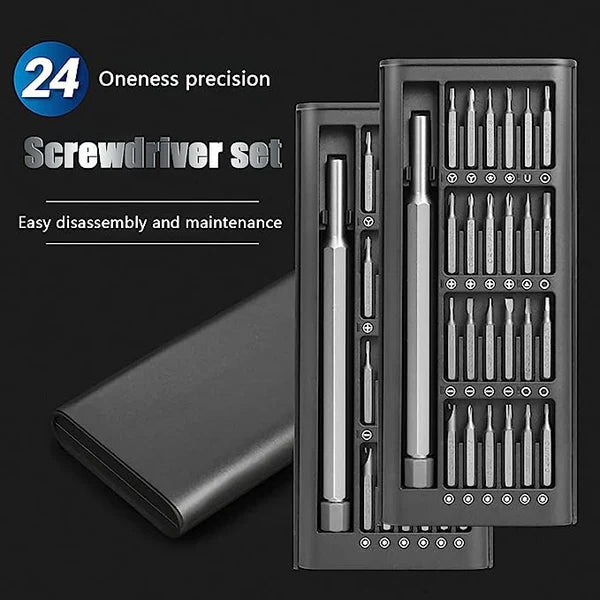 Precision Screw driver Set 24 in 1, Magnetic Driver Bits Set Repair Tool with Alluminum Box Multi-Purpose Screwdriver