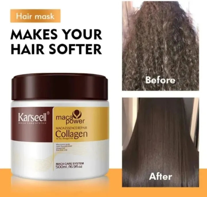 Karseell Collagen Hair Treatment Deep Repair Conditioning Argan Oil Collagen Hair Mask Essence for Dry Damaged Hair All Hair Types 500ml